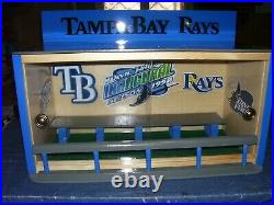 Tampa Bay Rays bobble head display case 6 logos sliding door & felt floor