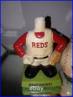 VINTAGE 1960s Cincinnati Reds Baseball Square GREEN Base Nodder Bobblehead