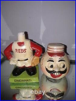 VINTAGE 1960s Cincinnati Reds Baseball Square GREEN Base Nodder Bobblehead