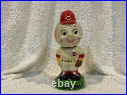 VINTAGE 1970's Cincinnati Reds Mr. Redlegs Ceramic Bobblehead Doll, NICE