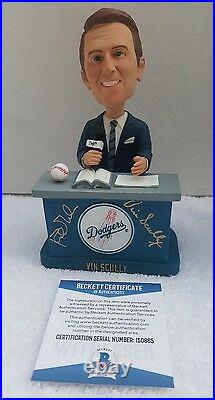 VIN SCULLY & Kirk Gibson signed Bobblehead 2012 LA Dodgers SGA Beckett COA