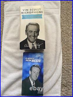 Vin Scully 2014 65th Anniversary Talking Microphone & 2013 New Blue Bobbleheads