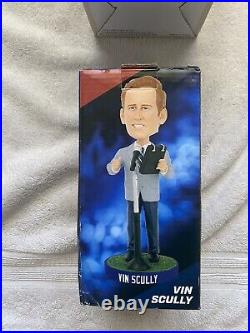 Vin Scully 2014 65th Anniversary Talking Microphone & 2013 New Blue Bobbleheads