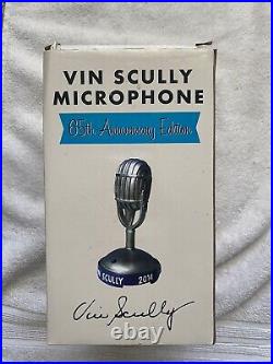 Vin Scully 2014 65th Anniversary Talking Microphone & 2013 New Blue Bobbleheads