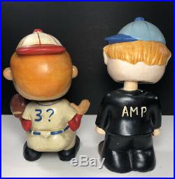 Vintage 1950s Little League Baseball Player Bobble Head Nodder Set Ace Japan