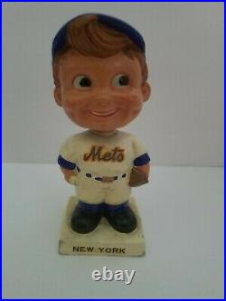 Vintage 1960's New York Mets Bobble Head Nodder White Square Base RARE