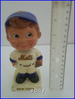 Vintage 1960's New York Mets Bobble Head Nodder White Square Base RARE