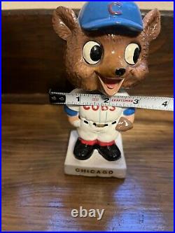 Vintage 1960s Chicago Cubs Baseball White Square Base Mascot Nodder Bobblehead