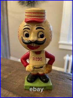 Vintage 1960s Green Base Cincinnati Reds Baseball Head Bobblehead RARE LOOK
