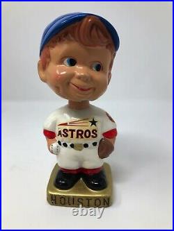 Vintage 1960s Houston Astros Baseball Japan Nodder Bobblehead Blue Hat Gold Base