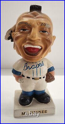 Vintage 1960s Milwaukee Braves Bobblehead White Square Base