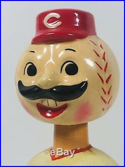 Vintage 1970-80's Ceramic Cincinnati Reds Bobblehead Nodder Green Base Baseball