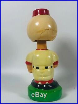 Vintage 1970-80's Ceramic Cincinnati Reds Bobblehead Nodder Green Base Baseball