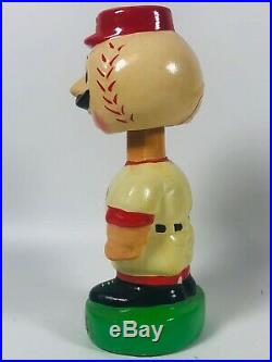 Vintage 1970-80's Ceramic Cincinnati Reds Bobblehead Nodder Green Base Baseball