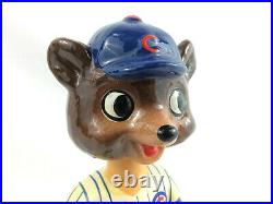 Vintage Chicago Cubs Ceramic Bobblehead Nodder with Green Base Great Condition