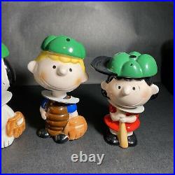 Vintage Peanuts Jump-for-joy Set of 6 Famous Baseball Team Bobblehead w OP / BG
