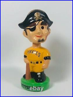 Vtg 1970-80s Ceramic Pittsburgh Pirates Bobblehead Nodder Green Base Baseball