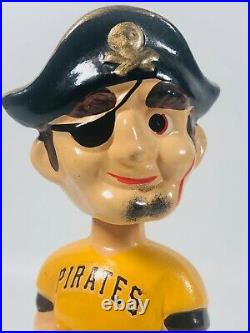 Vtg 1970-80s Ceramic Pittsburgh Pirates Bobblehead Nodder Green Base Baseball