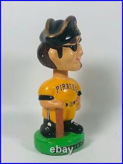 Vtg 1970-80s Ceramic Pittsburgh Pirates Bobblehead Nodder Green Base Baseball